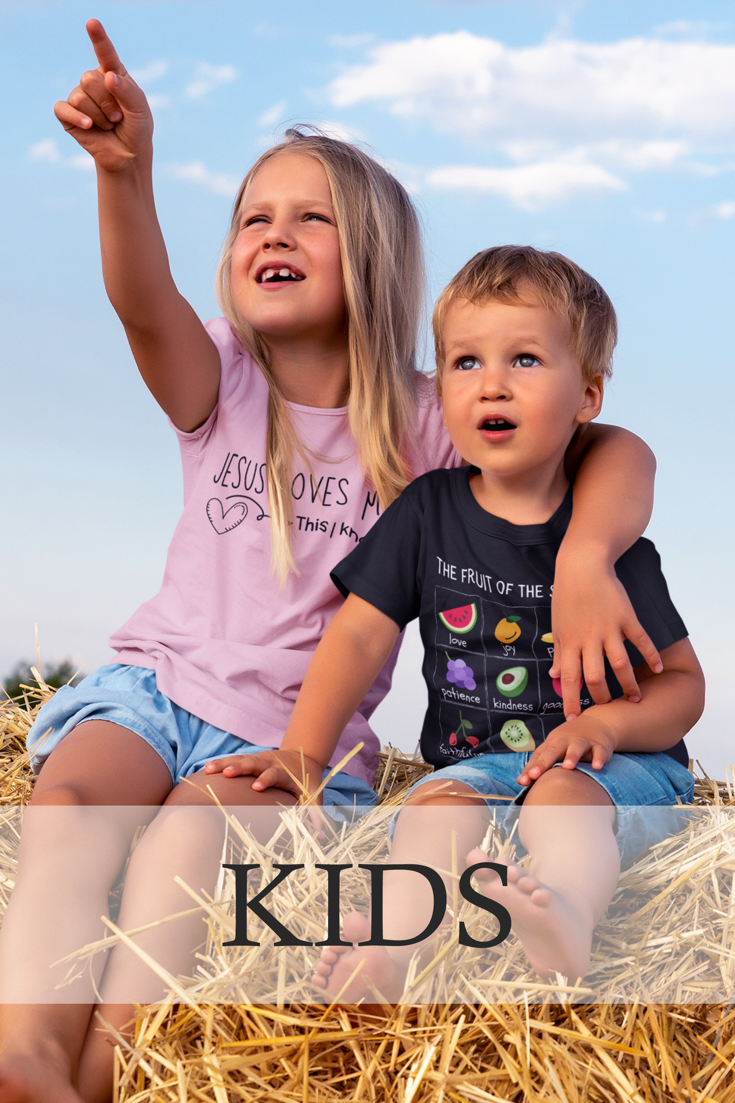 Two kids wearing Christian T-Shirts.