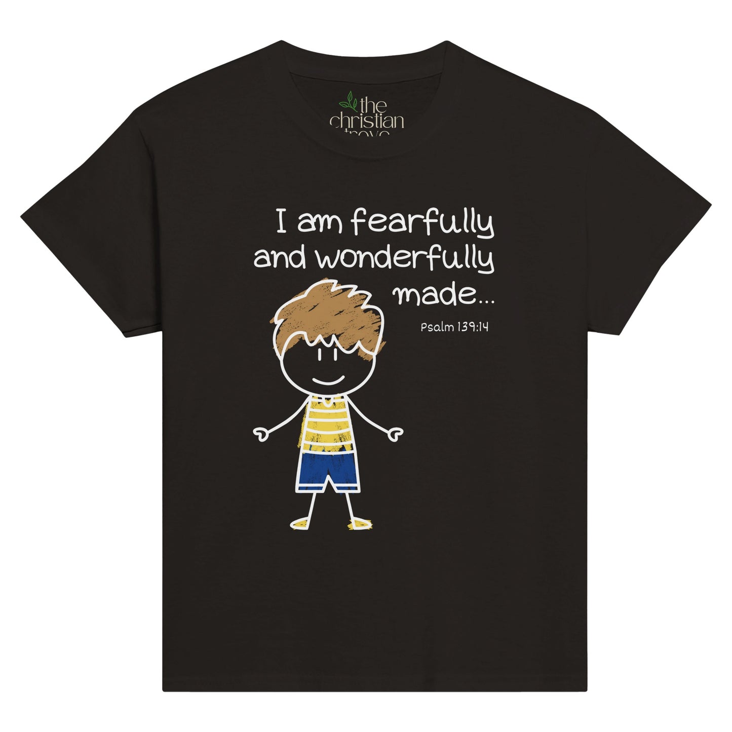 Black "I am fearfully and wonderfully made" kid's Tshirt